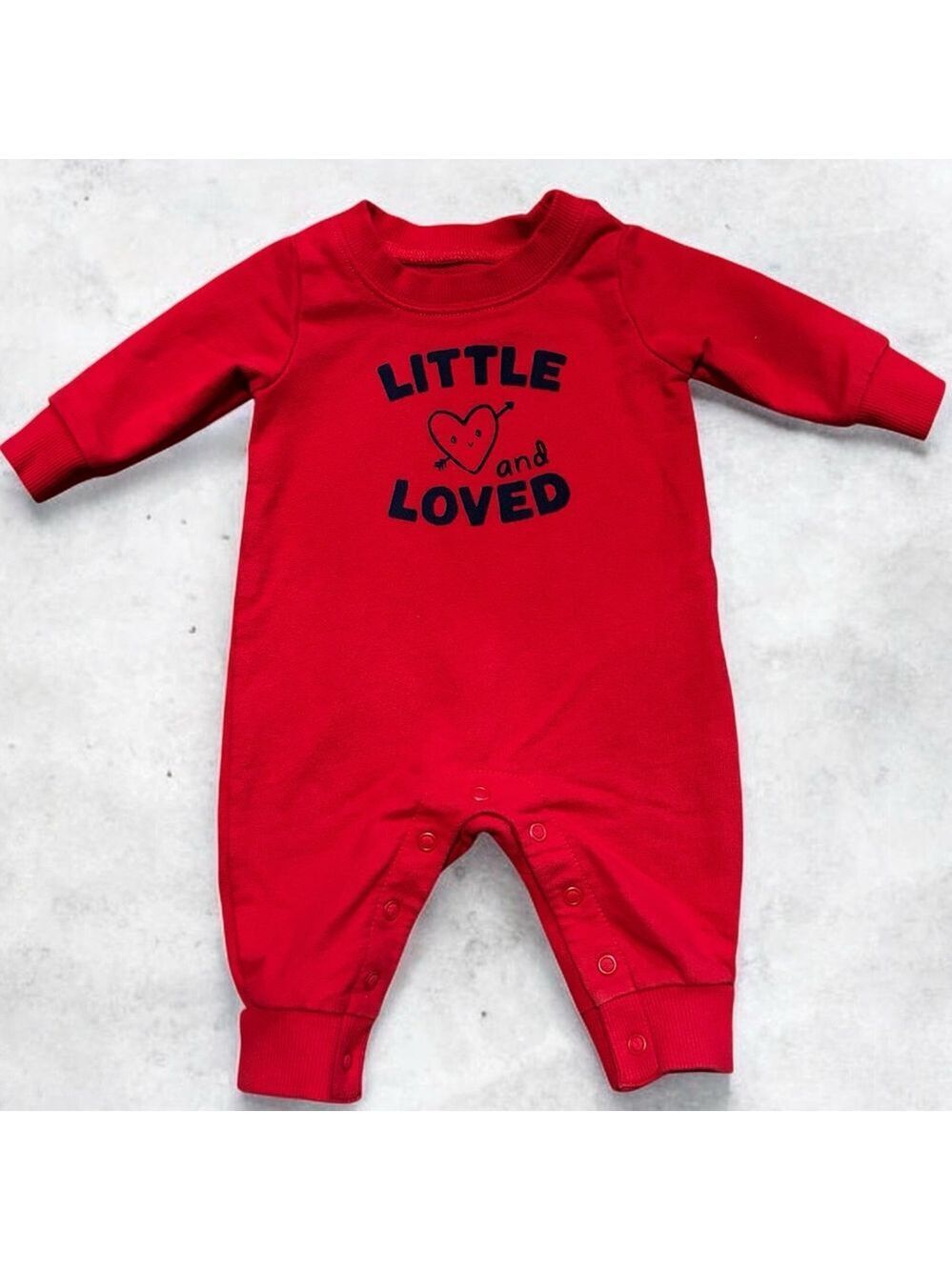 Carter's Red 'Little and Loved' Baby Footie One-piece size 9 months